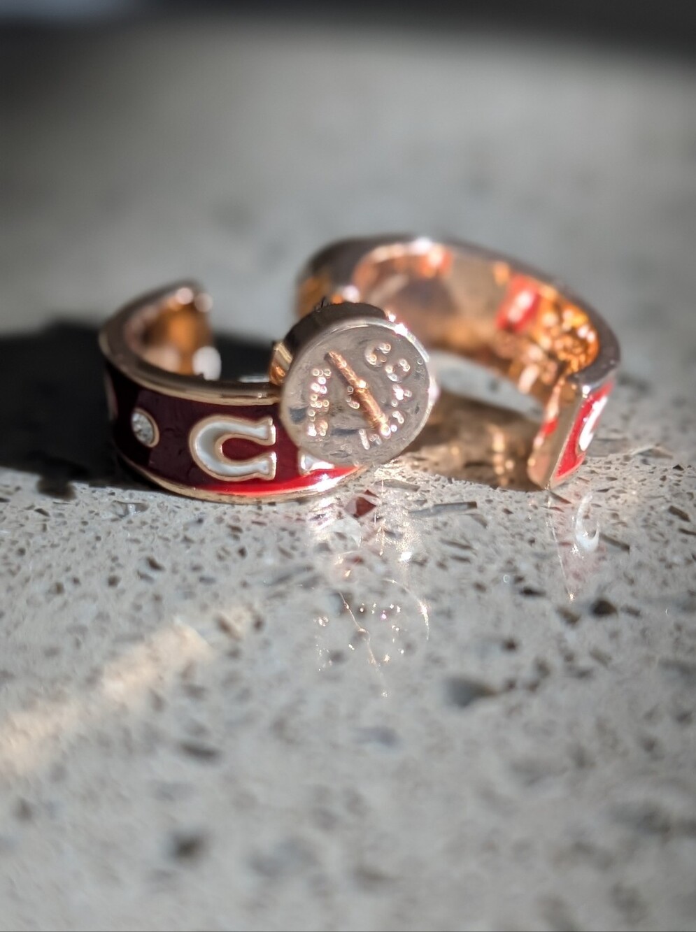 Coach Red Enamel Logo Hoop Earrings Nwot - Picture 8 of 10